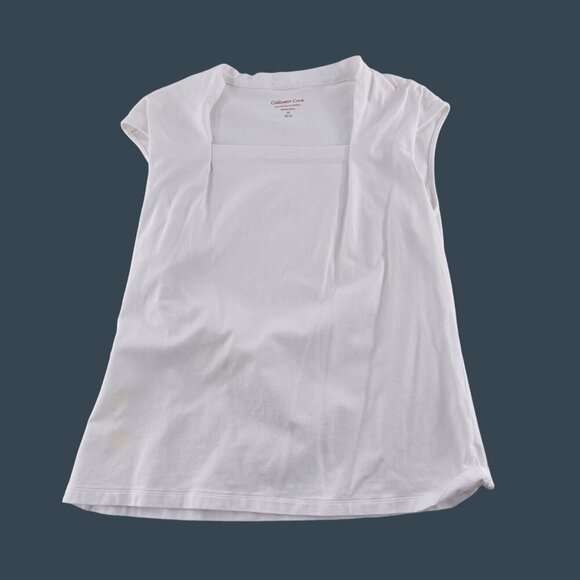 Coldwater Creek Womens Cap Sleeve White Top Size M 95% Cotton/5% Spandex - Picture 1 of 4